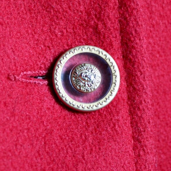 Herman Kay Vintage Women's  Faux Leopard Fur Trim Red Wool Swing Coat sz Medium - Picture 6 of 8